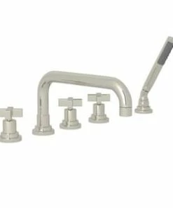 Wholesale 🔥 ROHL® Edwardian™ Three Handle Roman Tub Faucet in Polished Nickel 🌟