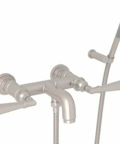 Buy 😉 ROHL® Studio Lever Handle Wall Mount Exposed Tub Set with Hand Shower in Satin Nickel 👍