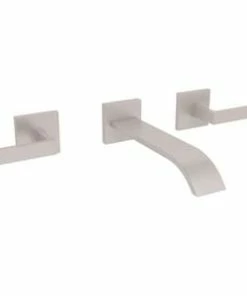 Outlet 😀 ROHL® SideKick™ Two Handle Wall Mount Widespread Bathroom Sink Faucet in Satin Nickel 🥰