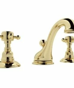 Cheapest 🤩 ROHL® Viaggio® Two Handle Widespread Bathroom Sink Faucet in Unlacquered Brass Cross Handle ⌛