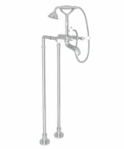 Cheap ⭐ ROHL® Italian Country Bath Three Lever Handle Floor Mount Filler in Polished Chrome 🤩