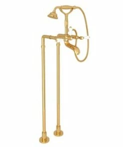 Budget 💯 ROHL® Italian Country Bath Three Lever Handle Floor Mount Filler in Inca Brass ✔️
