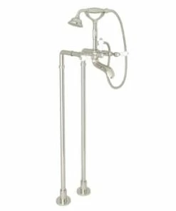 Cheap 👏 ROHL® Italian Country Bath Three Lever Handle Floor Mount Filler in Polished Nickel Trim Only 🧨