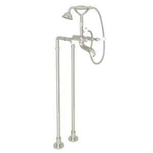 Cheap 👏 ROHL® Italian Country Bath Three Lever Handle Floor Mount Filler in Polished Nickel Trim Only 🧨 3 Cheap 👏 ROHL® Italian Country Bath Three Lever Handle Floor Mount Filler in Polished Nickel Trim Only 🧨