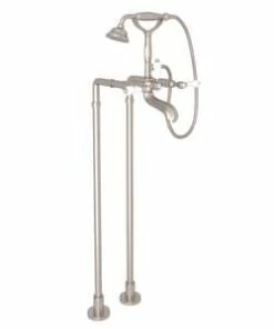 Flash Sale ⭐ ROHL® Italian Country Bath Three Lever Handle Floor Mount Filler in Satin Nickel ✔️