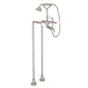 Flash Sale ⭐ ROHL® Italian Country Bath Three Lever Handle Floor Mount Filler in Satin Nickel ✔️ 3 Flash Sale ⭐ ROHL® Italian Country Bath Three Lever Handle Floor Mount Filler in Satin Nickel ✔️