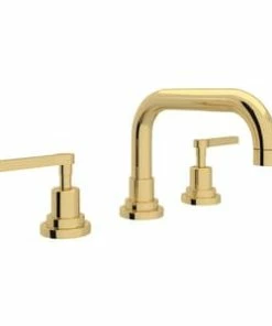 Best Sale 🤩 ROHL® Lombardia® Two Handle Widespread Bathroom Sink Faucet in Unlacquered Brass Lever Handle ⌛