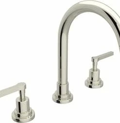 Hot Sale 🧨 ROHL® Lombardia® Two Handle Widespread Bathroom Sink Faucet in Polished Nickel 👍