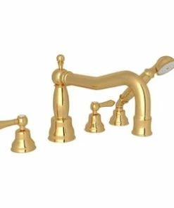 New 😍 ROHL® Michael Berman Graceline™ Two Handle Roman Tub Faucet in Inca Brass 💯