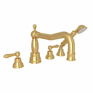 New 😍 ROHL® Michael Berman Graceline™ Two Handle Roman Tub Faucet in Inca Brass 💯 3 New 😍 ROHL® Michael Berman Graceline™ Two Handle Roman Tub Faucet in Inca Brass 💯