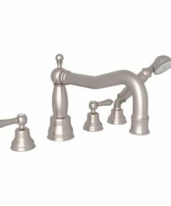 Best Pirce 🔥 ROHL® Wave™ Two Handle Roman Tub Faucet in Satin Nickel ✨