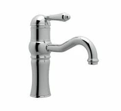 Discount 😀 ROHL® Italian Country Bath Deckmount Bathroom Sink Faucet with Single Metal Lever Handle in Polished Chrome 👏