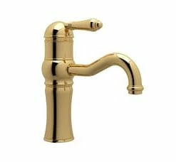 Deals 🔔 ROHL® Italian Country Bath Deckmount Bathroom Sink Faucet with Single Metal Lever Handle in Inca Brass 😀