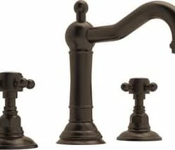 Outlet 🔥 ROHL® Acqui Two Handle Widespread Bathroom Sink Faucet in Tuscan Brass 👏