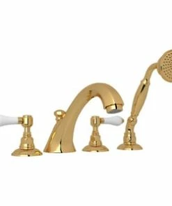 Best deal ✨ ROHL® Lombardia® Two Handle Roman Tub Faucet in Italian Brass 🔔