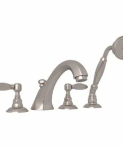 Cheap 👍 ROHL® Quartile™ Two Handle Roman Tub Faucet in Satin Nickel ⌛