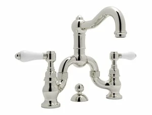 Discount ⌛ ROHL® Country Bath Two Handle Bridge Bathroom Sink Faucet in Polished Nickel 🥰 3 Discount ⌛ ROHL® Country Bath Two Handle Bridge Bathroom Sink Faucet in Polished Nickel 🥰