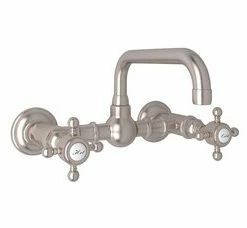 Cheap 🛒 ROHL® Country Bath Two Handle Bridge Bathroom Sink Faucet in Satin Nickel ⭐