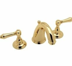 Outlet ✨ ROHL® San Julio Two Handle Widespread Bathroom Sink Faucet in Inca Brass 💯