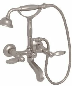 Best Pirce 😍 ROHL® San Giovanni™ Three Handle Wall Mount Filler in Satin Nickel 👏