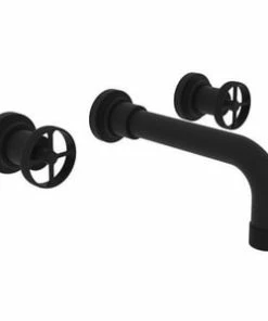 Promo ✨ ROHL® Campo™ Two Handle Widespread Bathroom Sink Faucet in Matte Black Knob Handle 🔔