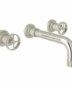 Discount 😉 ROHL® Campo Two Handle Wall Mount Widespread Bathroom Sink Faucet in Polished Nickel ⌛