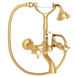 Discount ✔️ ROHL® Miscelo™ Three Handle Wall Mount Filler in Inca Brass 🔥 3 Discount ✔️ ROHL® Miscelo™ Three Handle Wall Mount Filler in Inca Brass 🔥