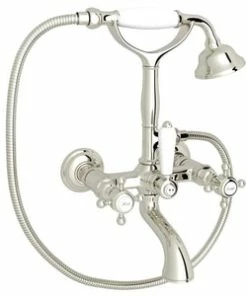 Outlet 😀 ROHL® Miscelo™ Two Handle Wall Mount Filler in Polished Nickel 🥰