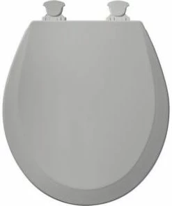 Cheap ✨ Bemis Round Closed Front Toilet Seat with Cover in Silver ❤️ -ROHL Sales Query 51