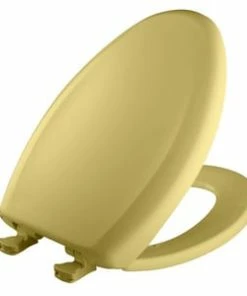 Coupon 🤩 Bemis Elongated Closed Front Toilet Seat with Cover in Yellow 🧨