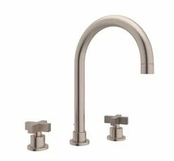 Discount 🛒 ROHL® Italian Country Bath Two Handle Bathroom Sink Faucet in Satin Nickel 👍