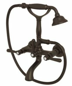 Outlet 🧨 ROHL® San Giovanni™ Three Handle Wall Mount Filler in Tuscan Brass 😉