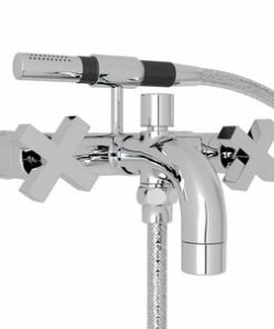 Deals ❤️ ROHL® Miscelo™ 2 gpm Wall Mount Exposed Tub Set with Handshower and Double Cross Handle in Polished Chrome 😉