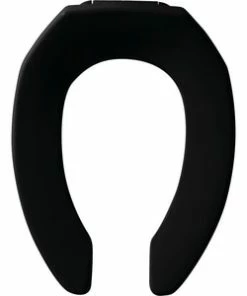 Promo 🔥 Bemis Elongated Open Front Toilet Seat in Black (Less Cover) 🛒