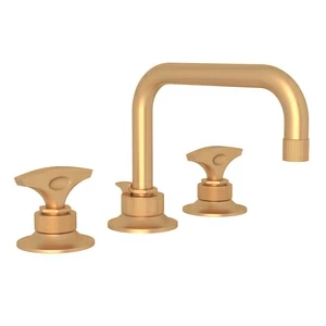 Deals 😉 ROHL® Michael Berman Graceline™ Two Handle Widespread Bathroom Sink Faucet in Satin Gold Dial Handle 🌟 3 Deals 😉 ROHL® Michael Berman Graceline™ Two Handle Widespread Bathroom Sink Faucet in Satin Gold Dial Handle 🌟