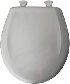 Hot Sale 😉 Bemis Round Closed Front Toilet Seat with Cover in Silver ⭐ -ROHL Sales Query 785