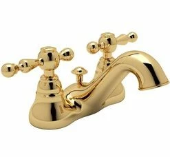 Buy ✨ ROHL® Italian Country Bath 1.2 gpm 1-Hole Deck Mount Centerset Basin Mixer with Double Cross Handle in Inca Brass 🤩