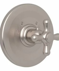 Coupon 😀 ROHL® Verona™ Wall Mount Thermostatic Valve Trim with Single Cross Handle for 1-116 and 1-117 Thermostatic Valves in Satin Nickel 🤩