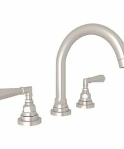 Best Sale 🔥 ROHL® Lombardia® Two Handle Widespread Bathroom Sink Faucet in Satin Nickel Lever Handle 🔥